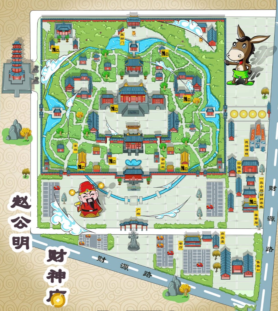 东洲寺庙类手绘地图